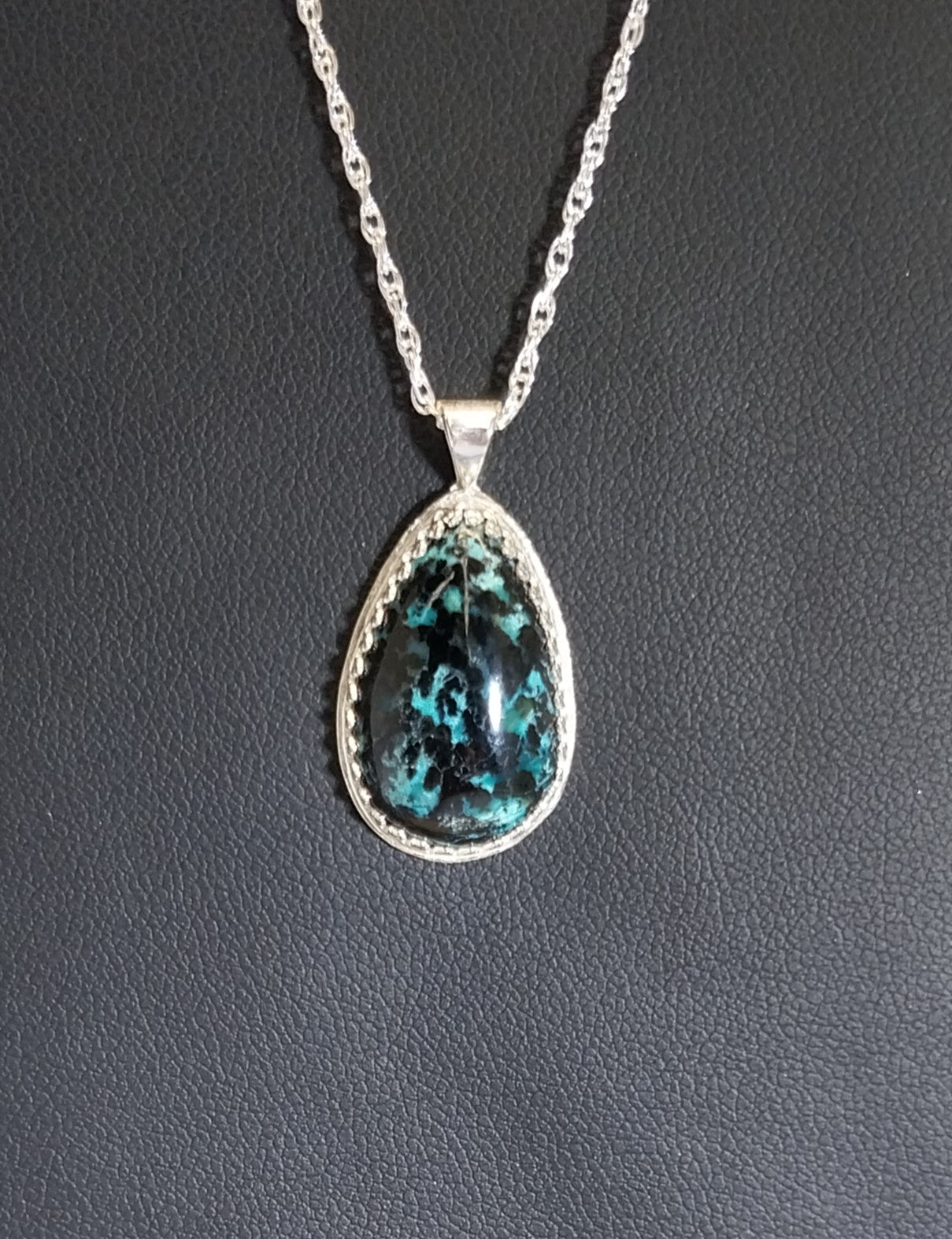 Chrysocolla Necklace Blue Leopard Sterling Silver