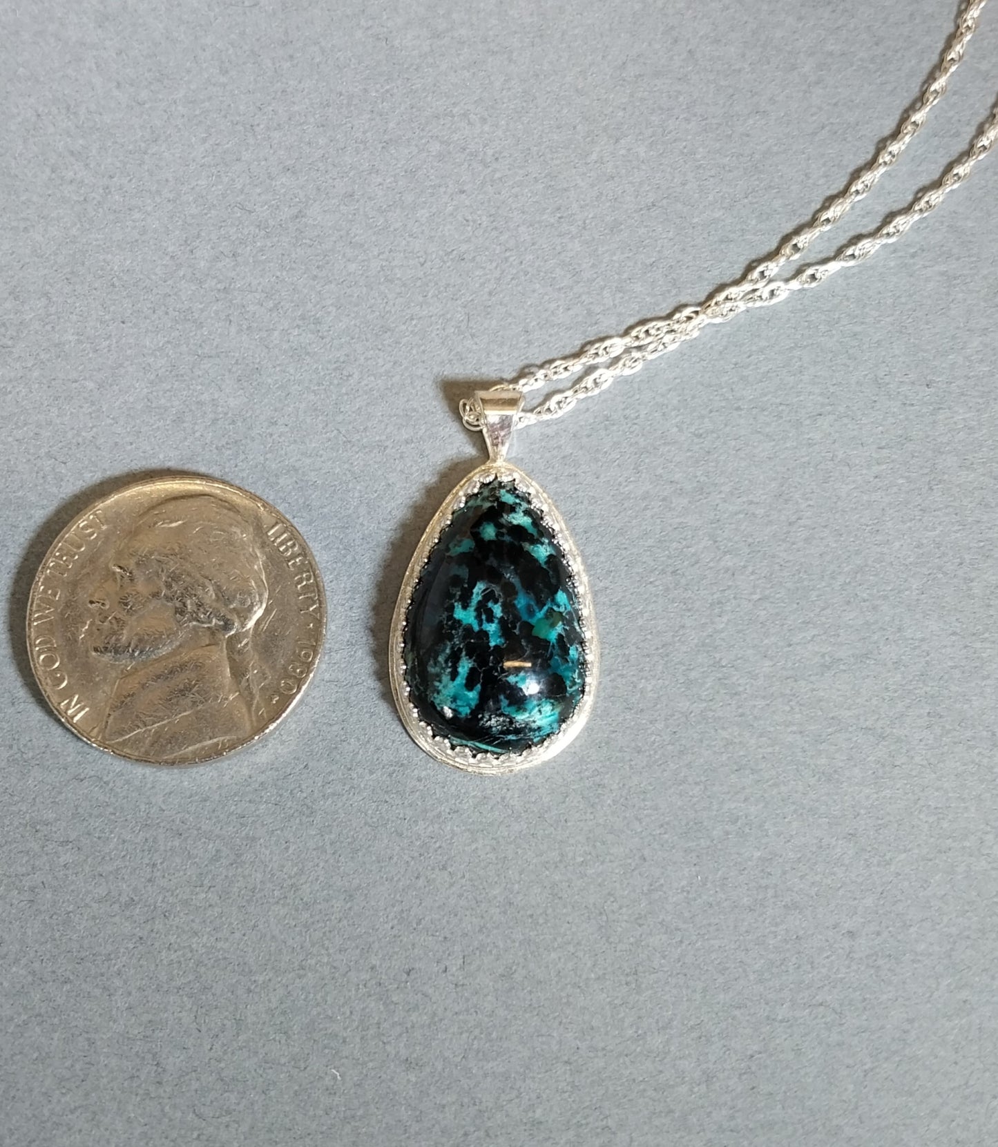 Chrysocolla Necklace Blue Leopard Sterling Silver