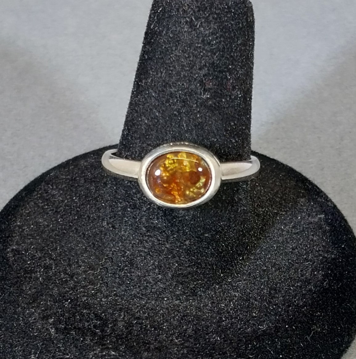 Fire Agate Ring in Size 8 USA Handmade in Wisconsin