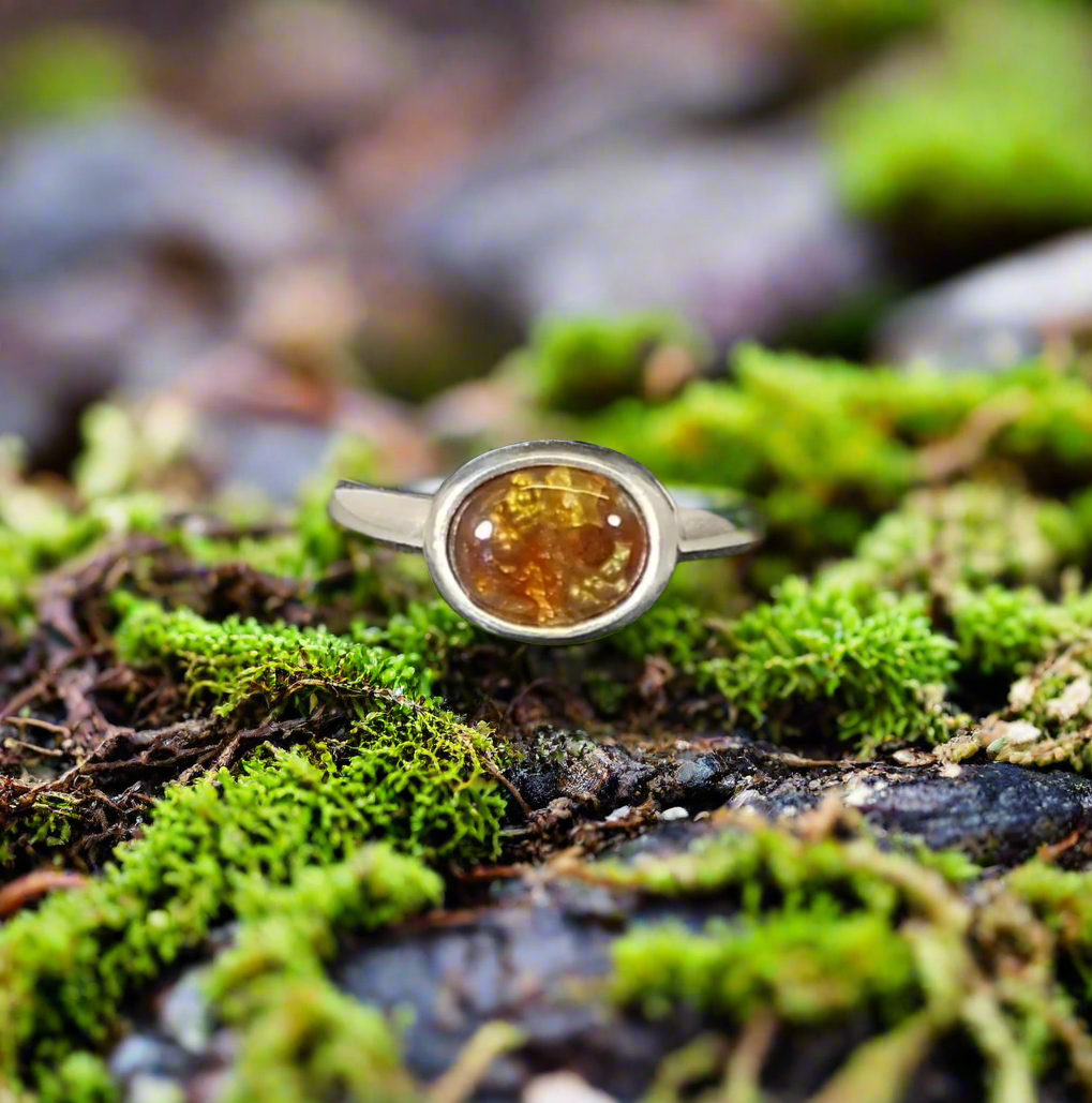 Fire Agate Ring in Size 8 USA Handmade in Wisconsin