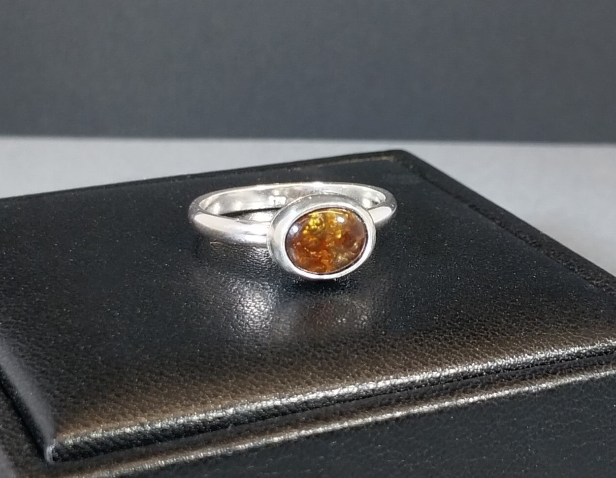 Fire Agate Ring in Size 8 USA Handmade in Wisconsin