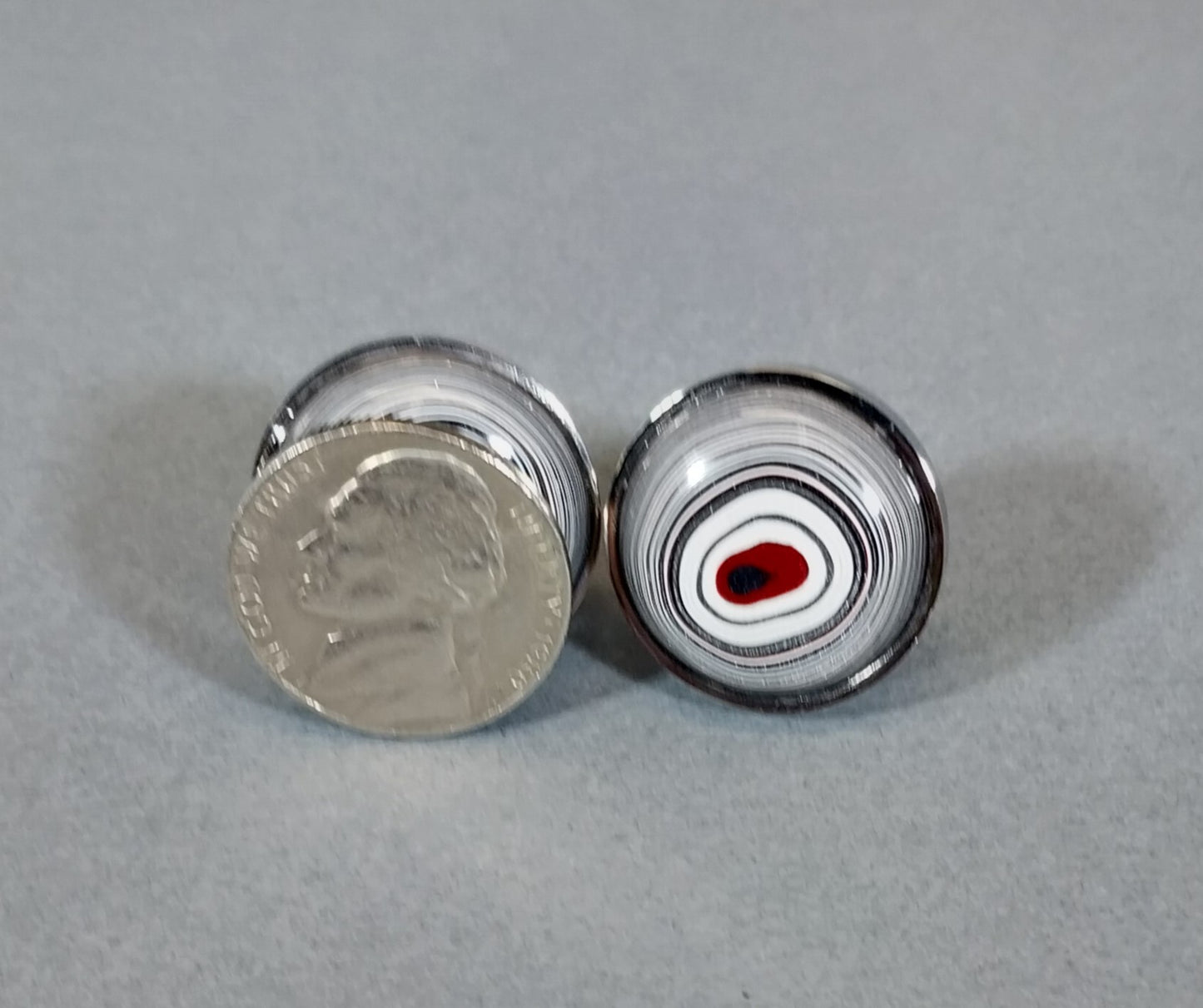 Fordite Cufflinks, Lots of Silver Metallics, Stainless Steel