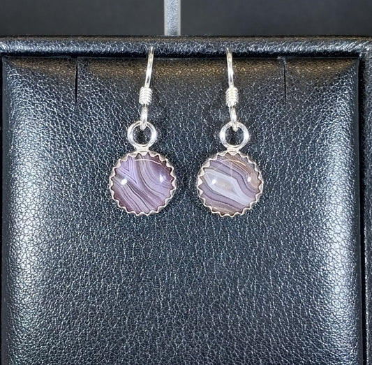 Purple Passion Agate Earrings Sterling Silver