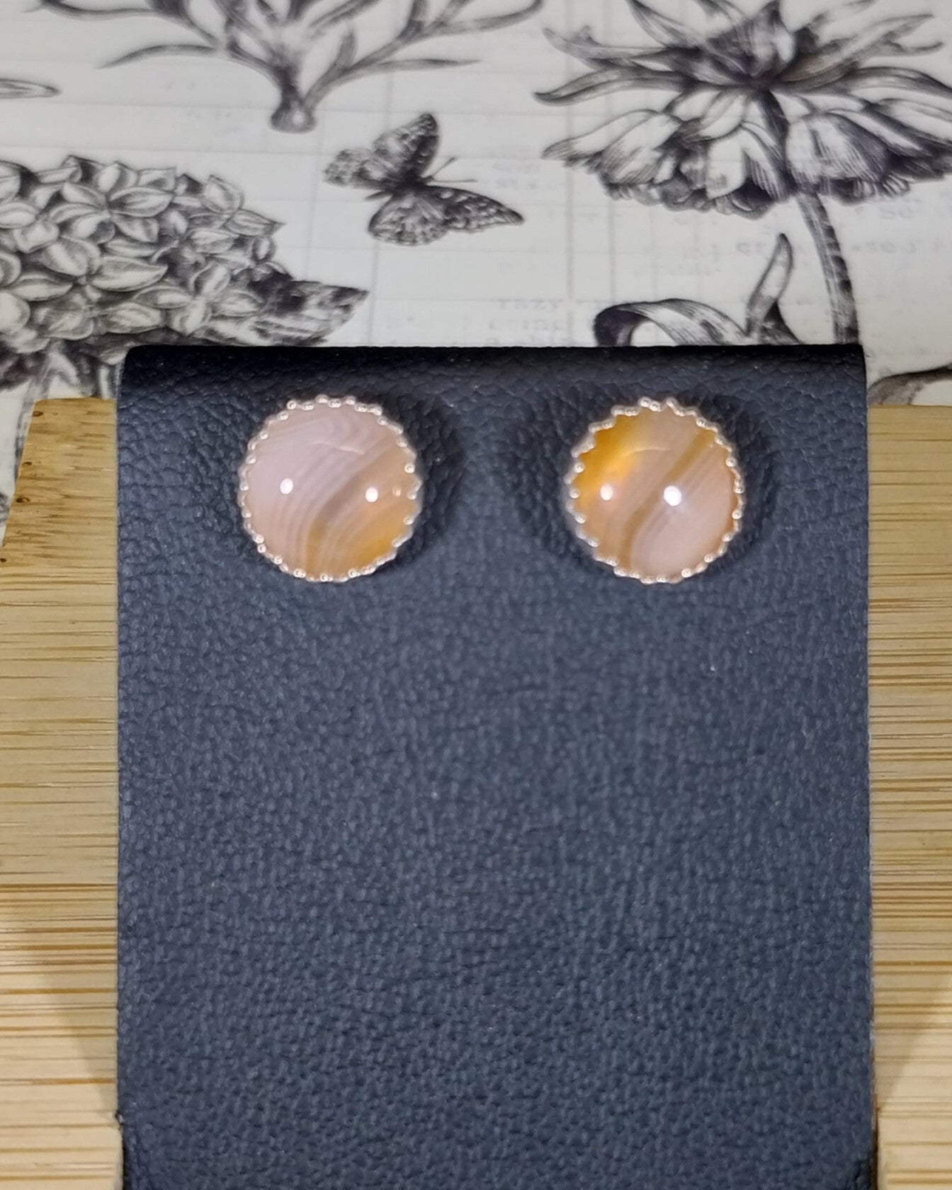 Lake Superior Agate Earrings in Solid Sterling Silver