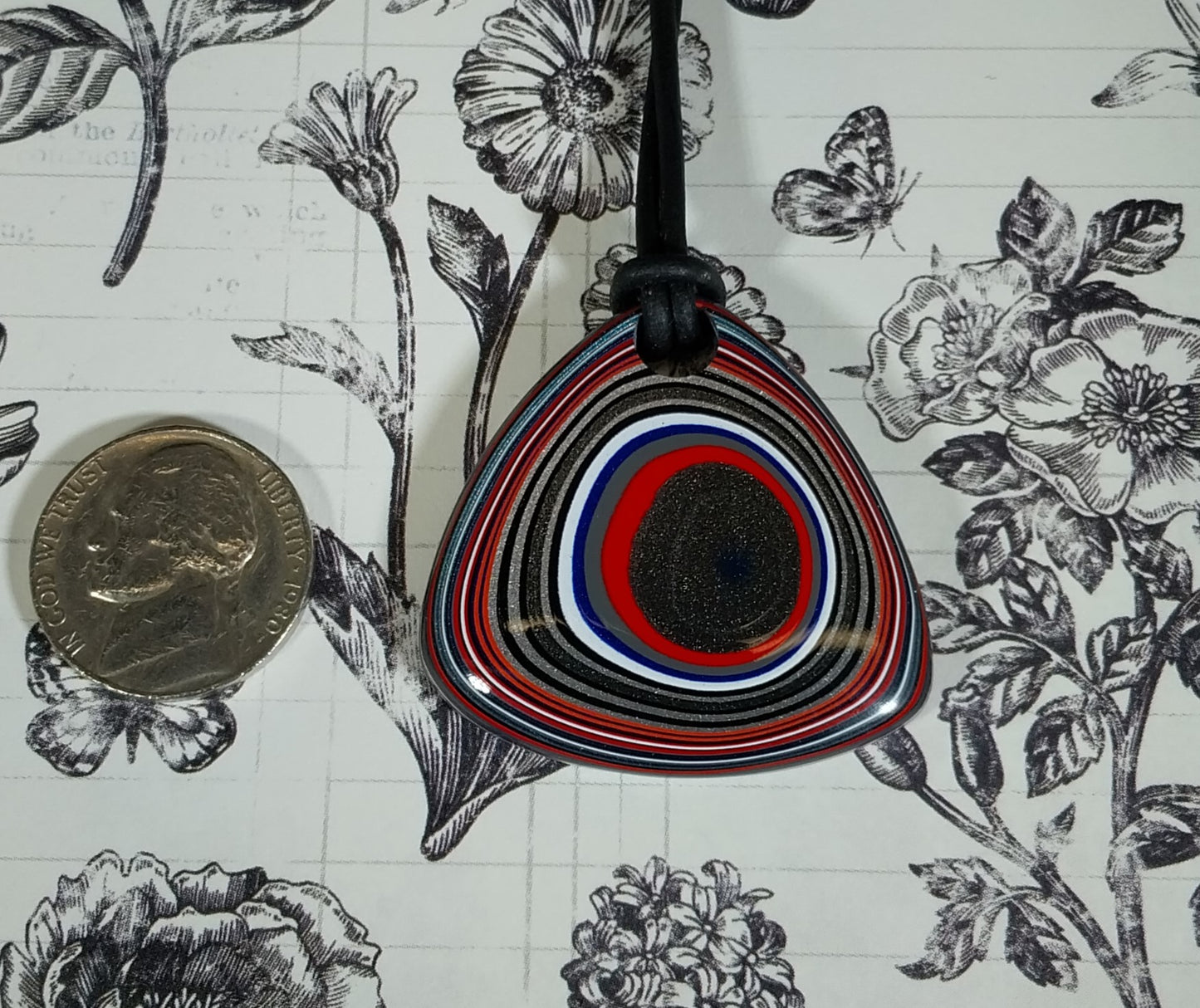 Fordite Necklace with Black Leather Cord