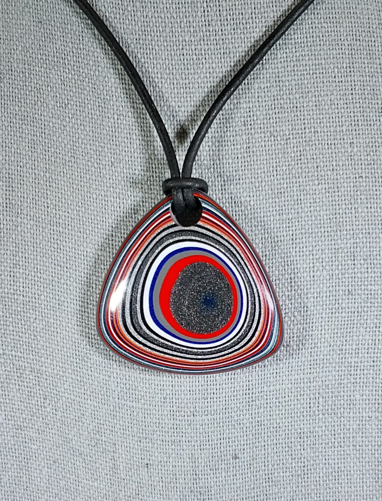 Fordite Necklace with Black Leather Cord