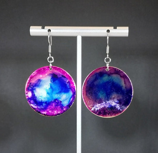 Thunder Clouds at Night, Hand Painted Earrings