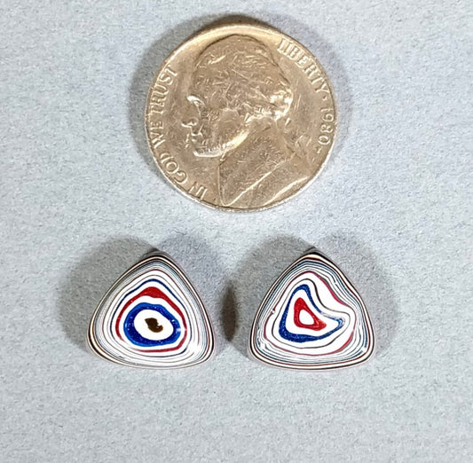 Fordite Cabochon Pair Matching Triangles