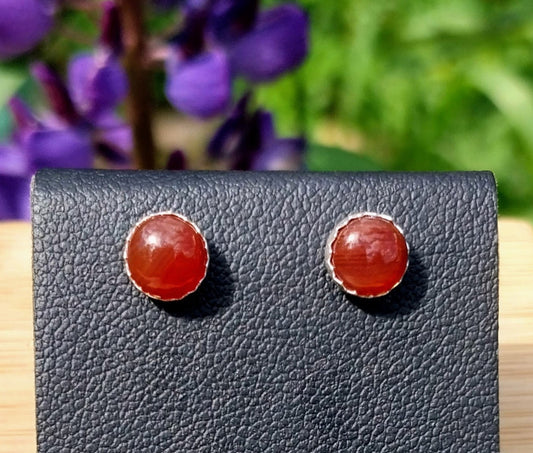 Lake Superior Agate Silver Stud Earring TINY Stones Sterling Silver