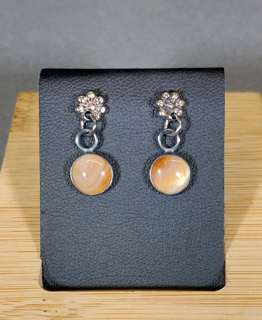 Lake Superior Agate Earring, Silver Stud Drop Agate Earrings