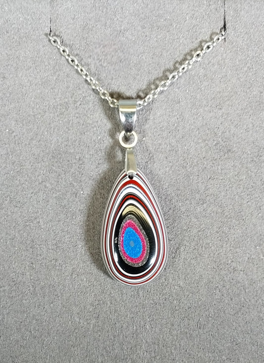 Fordite Necklace, PINK Fordite Jewelry, USA Handmade, EB93