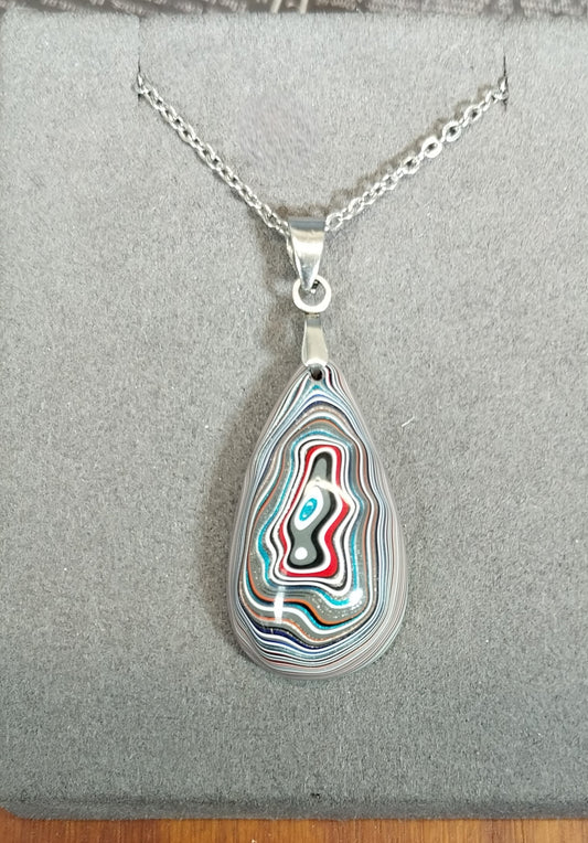 Fordite Necklace, Ohio Motor Agate, Premium Piece