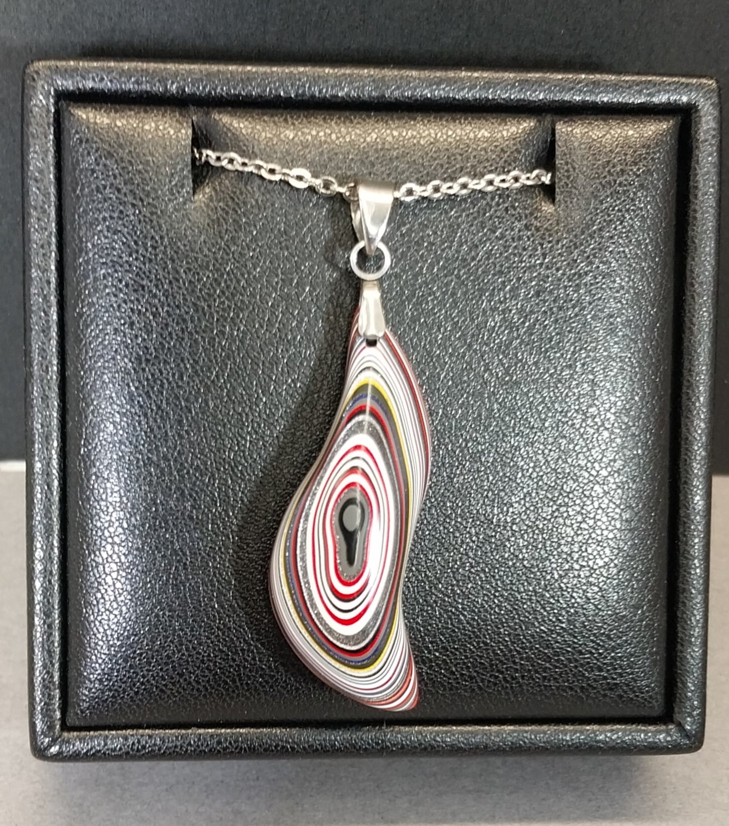 Colorful Fordite Necklace, Bird Shape, Unique Pendant