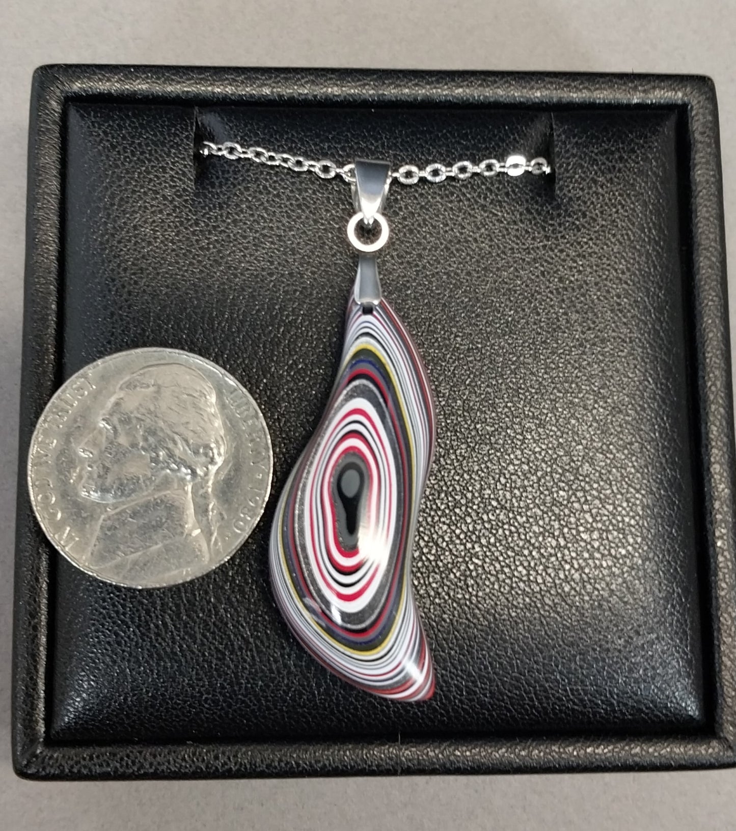 Colorful Fordite Necklace, Bird Shape, Unique Pendant