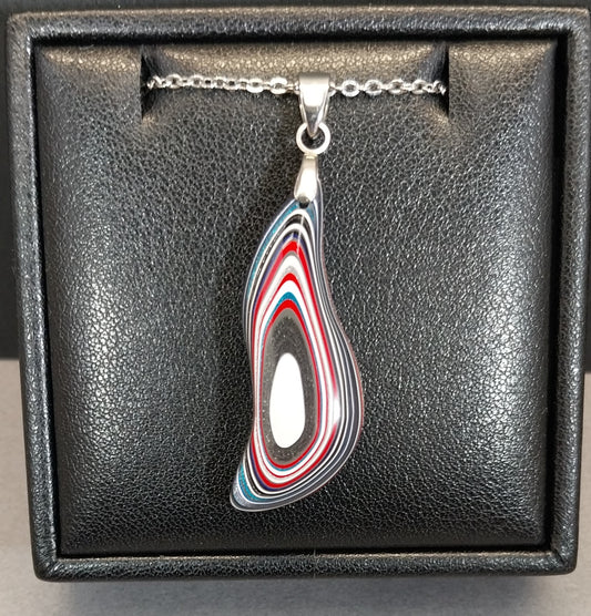 Colorful Fordite Necklace, Bird Shape, Unique Pendant