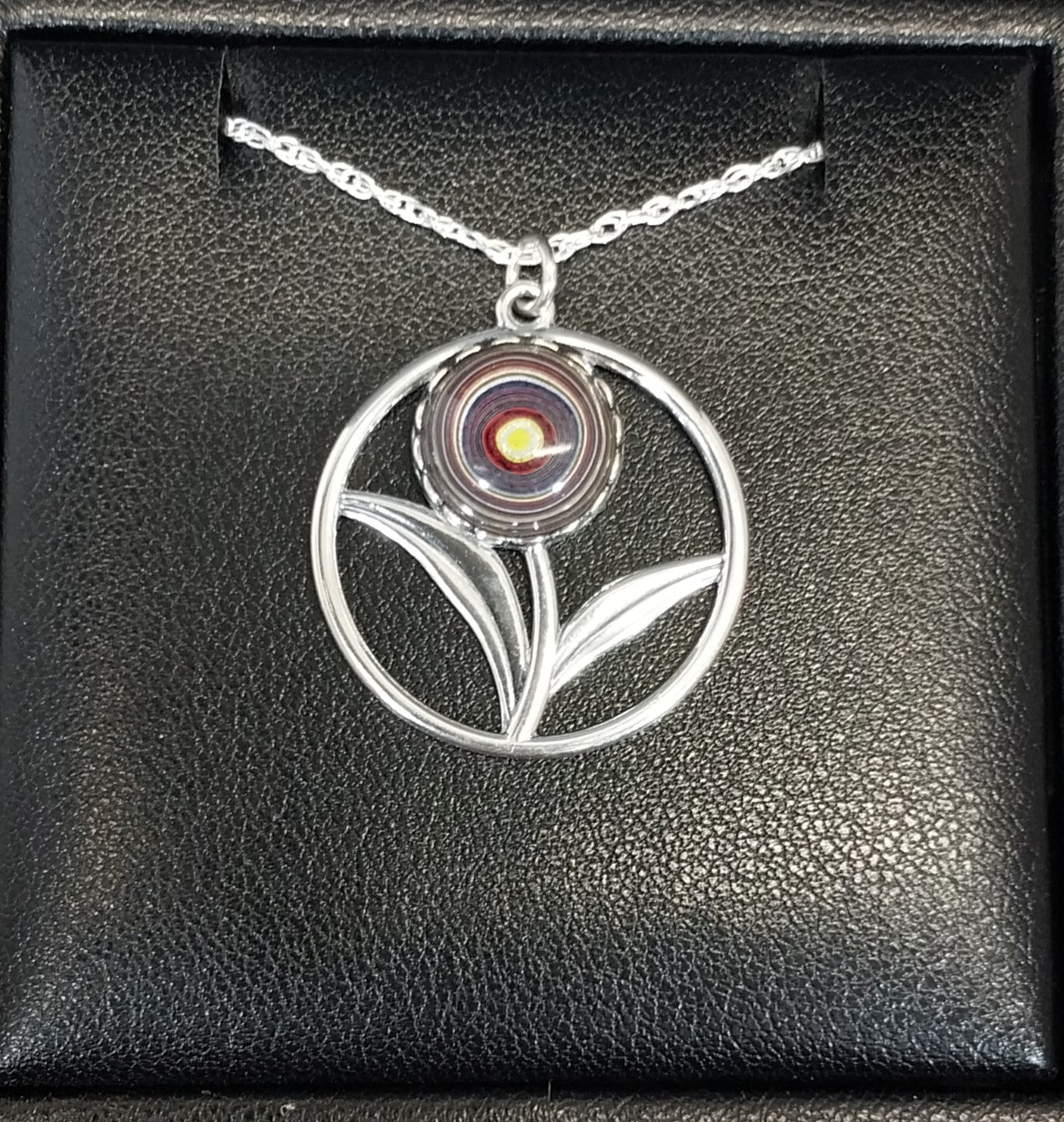 Fordite Silver Flower Necklace