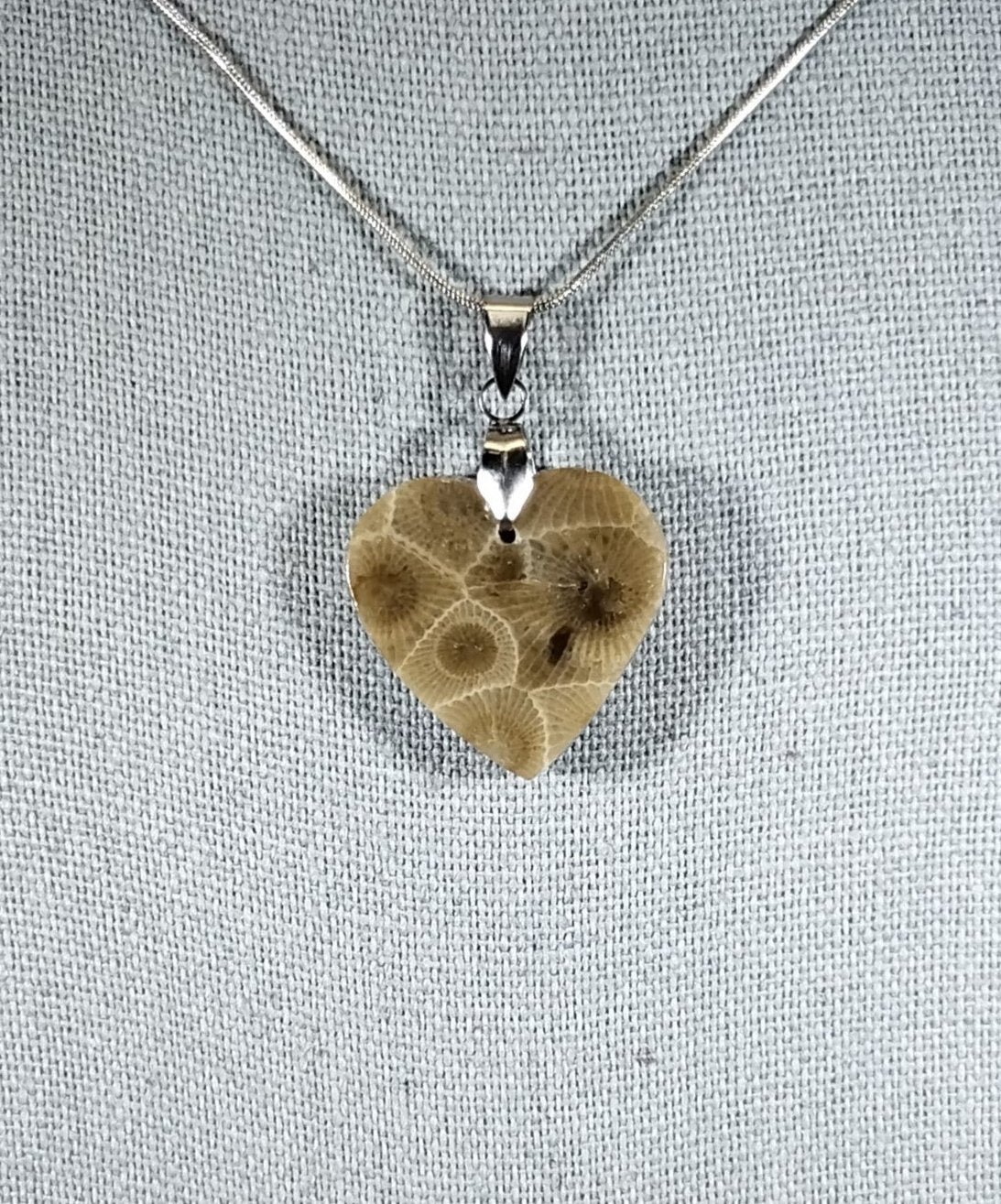 Petoskey Stone Necklace, Petoskey Stone Pendant, Michigan Petoskey Stone, Michigan Necklace, Michigan Jewelry, Michigan Gift