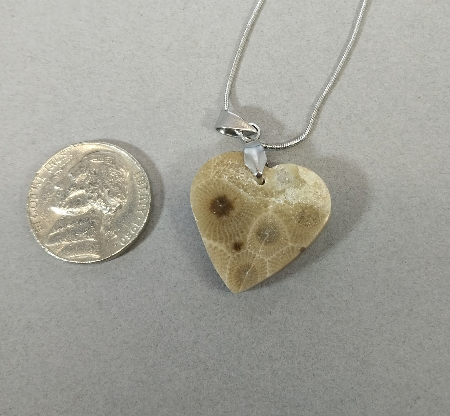 Petoskey Stone Necklace, Petoskey Stone Pendant, Michigan Petoskey Stone, Michigan Necklace, Michigan Jewelry, Michigan Gift