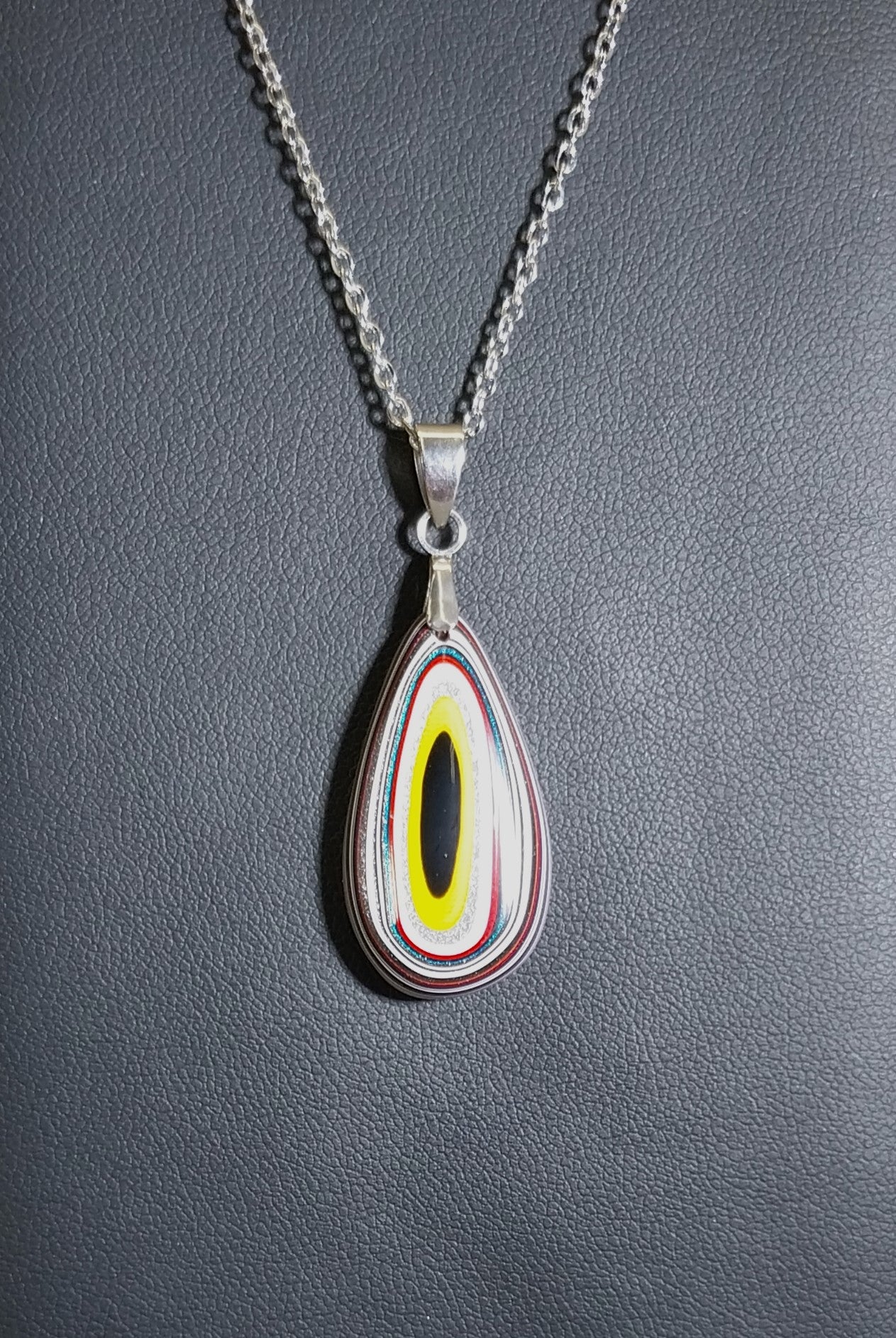 Fordite Necklace, Colorful Recycled, USA Handmade, Recycled EB103