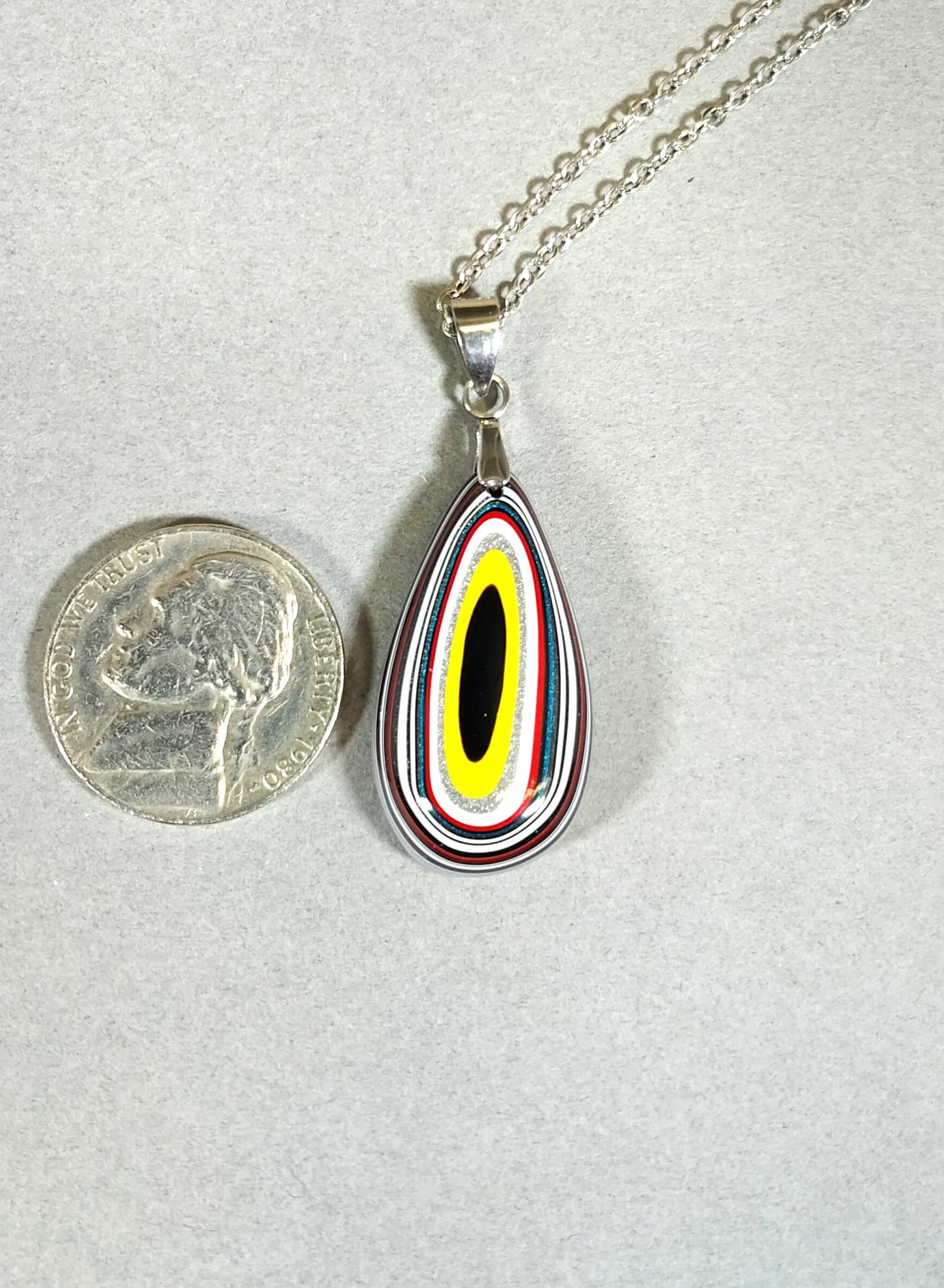 Fordite Necklace, Colorful Recycled, USA Handmade, Recycled EB103