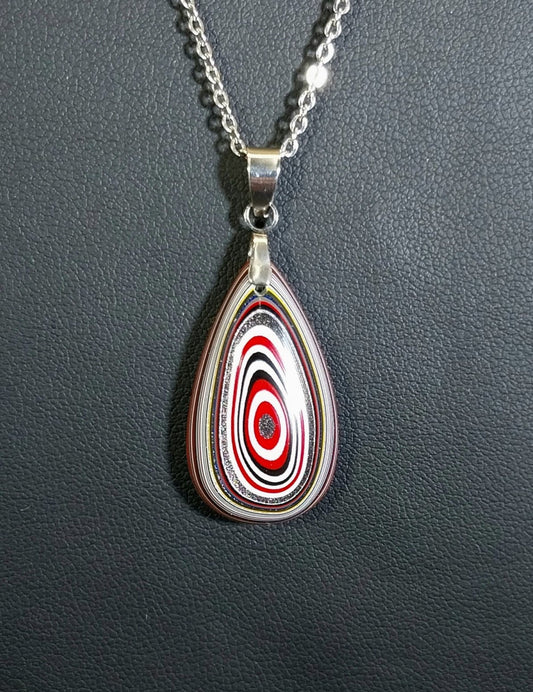 Fordite Teardrop Pendant with Ohio Motor Agate