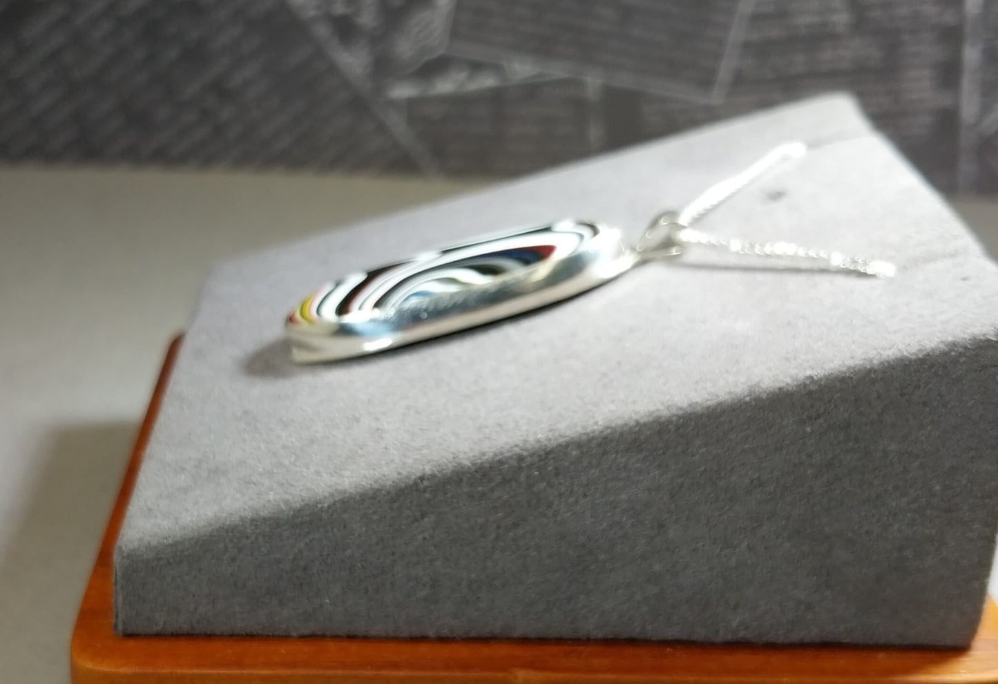 Fordite Necklace in Solid Sterling Silver a Larger Piece of Ohio Motor Agate