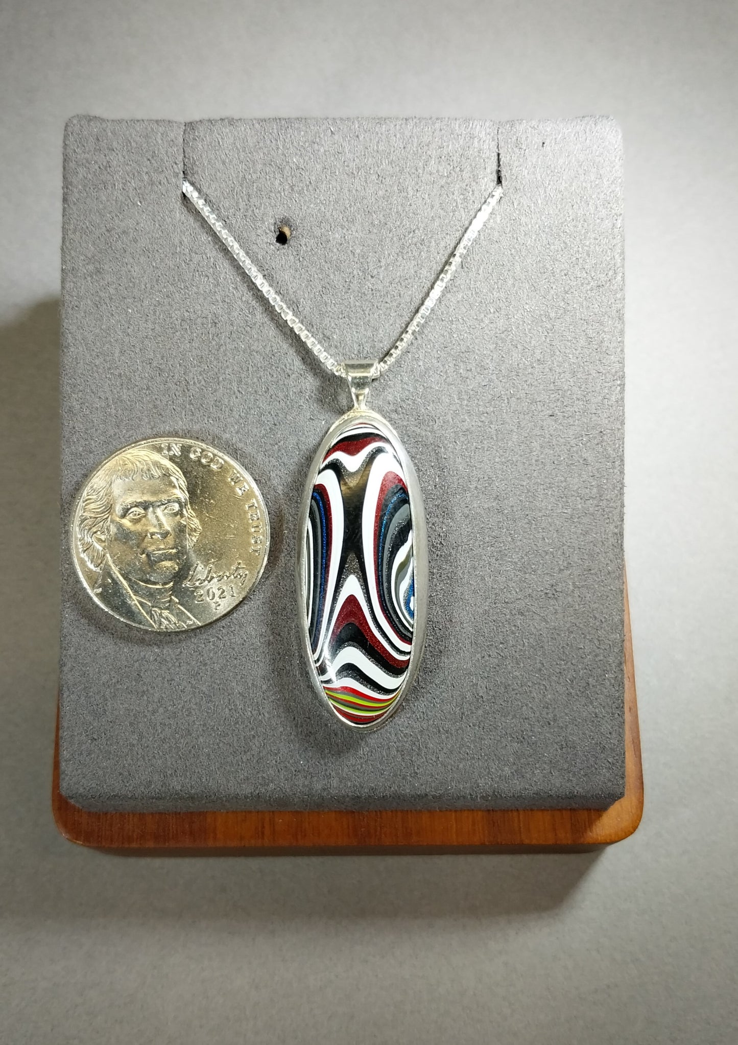 Fordite Necklace in Solid Sterling Silver a Larger Piece of Ohio Motor Agate