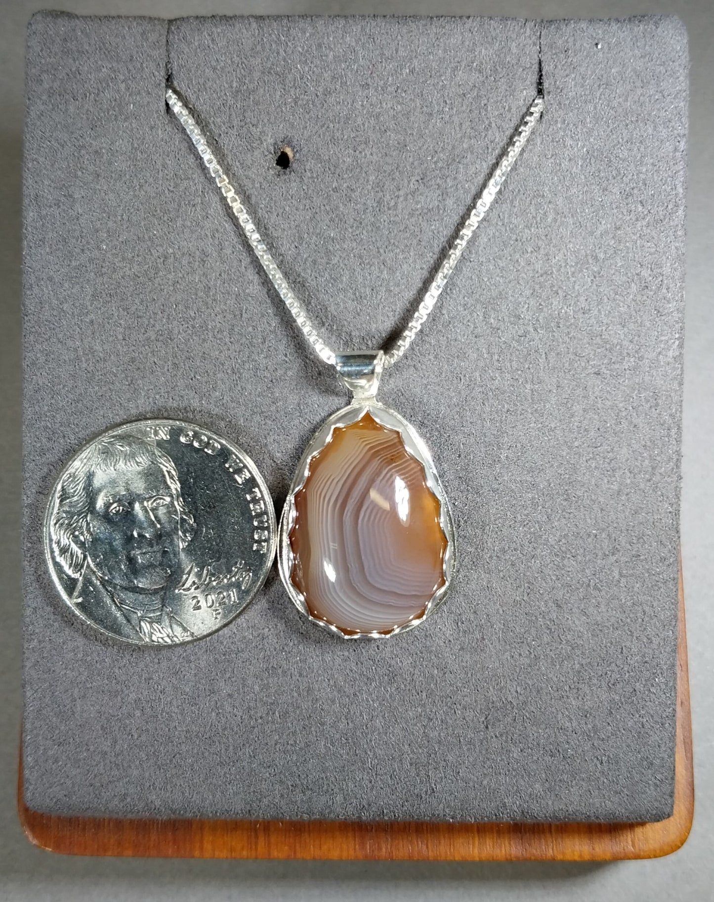 Lake Superior Agate Necklace, Solid Sterling Silver, Wisconsin Found