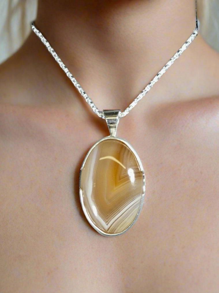 Lake Superior Agate Banded in Solid Silver