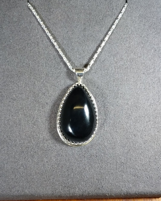 Nevada Black Jade Necklace, Solid Silver 925, Small Black Jade Pendant, Jade Pendant, USA Jade, Natural Black Stone