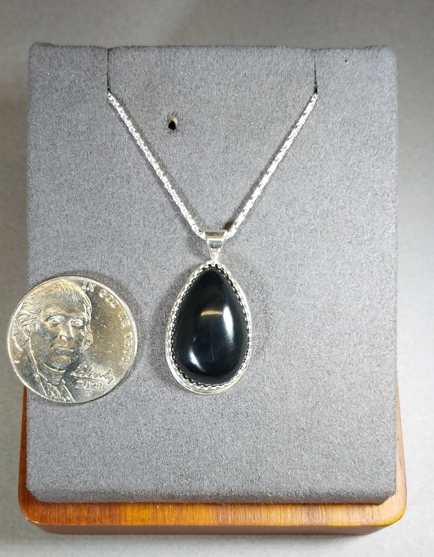 Nevada Black Jade Necklace, Solid Silver 925, Small Black Jade Pendant, Jade Pendant, USA Jade, Natural Black Stone