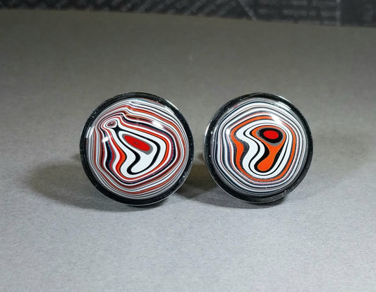 Fordite Cufflink, Great Colors! Stainless Steel Setting