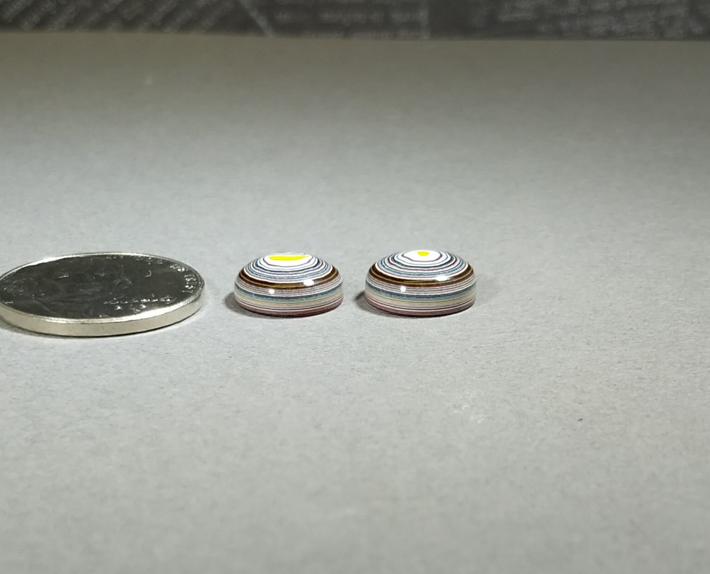 Fordite Cabochons, Pair of Round Stones for Earrings or Rings