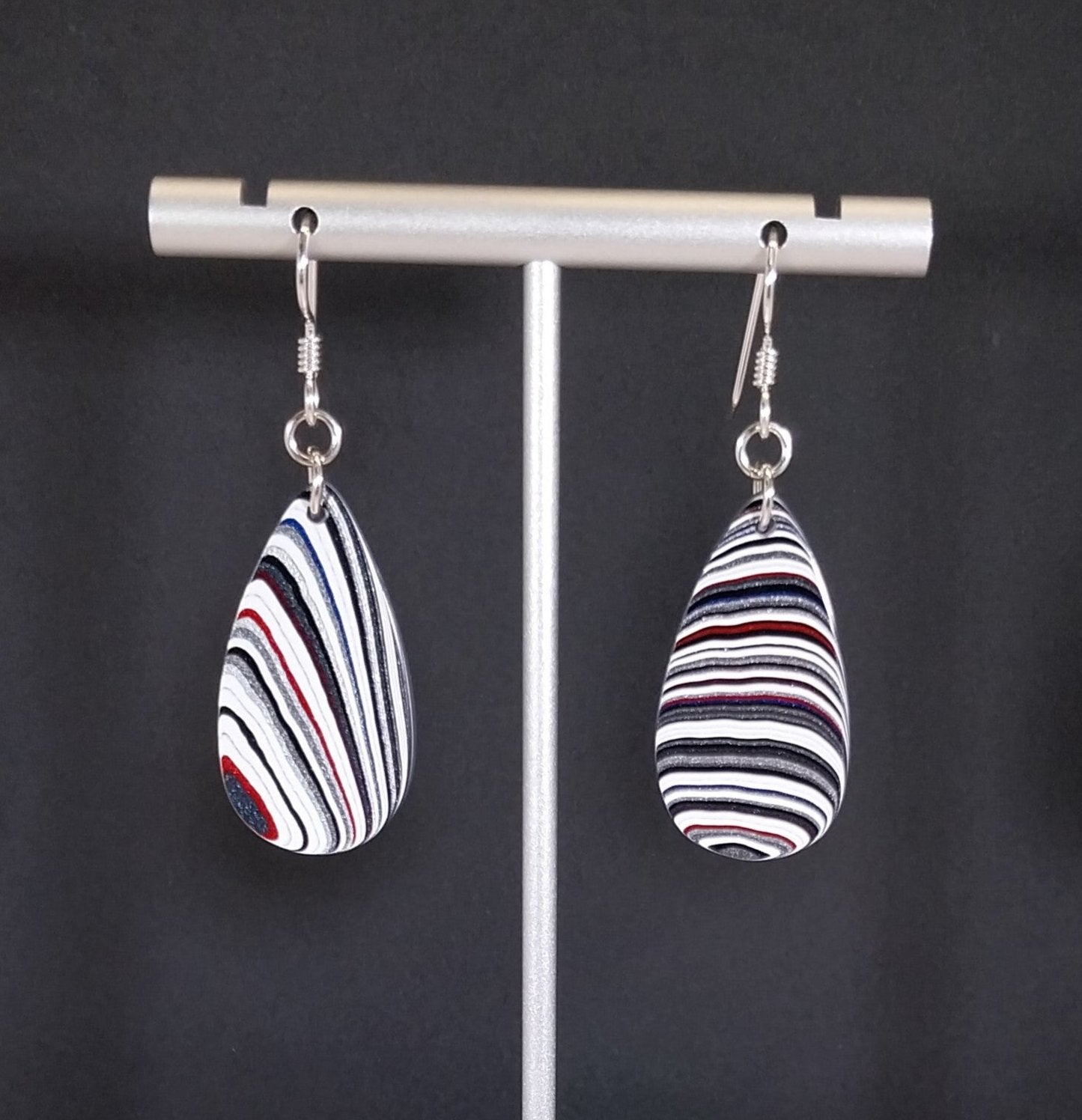 Fordite Earrings Flat Teardrops of Michigan Fordite