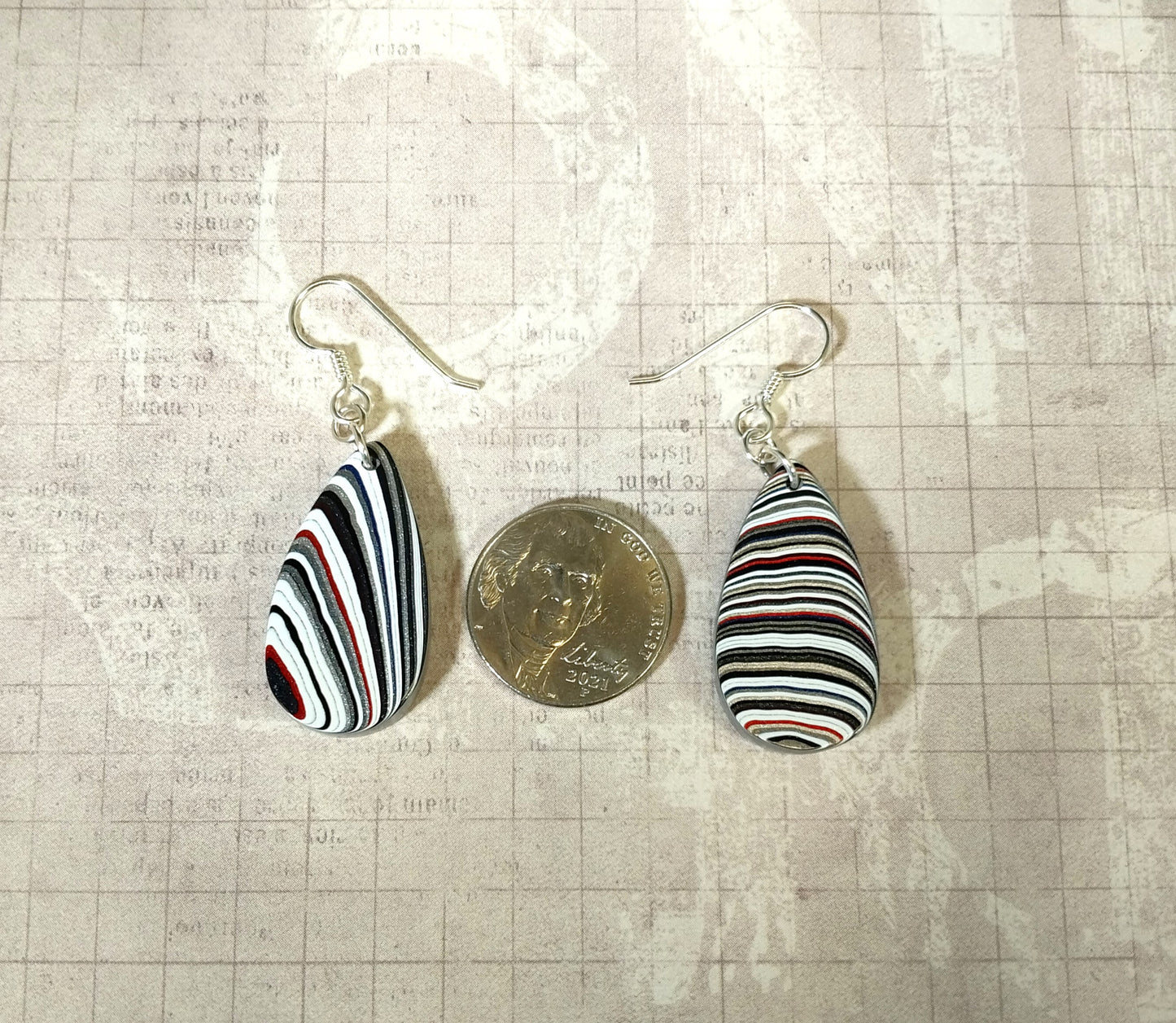 Fordite Earrings Flat Teardrops of Michigan Fordite