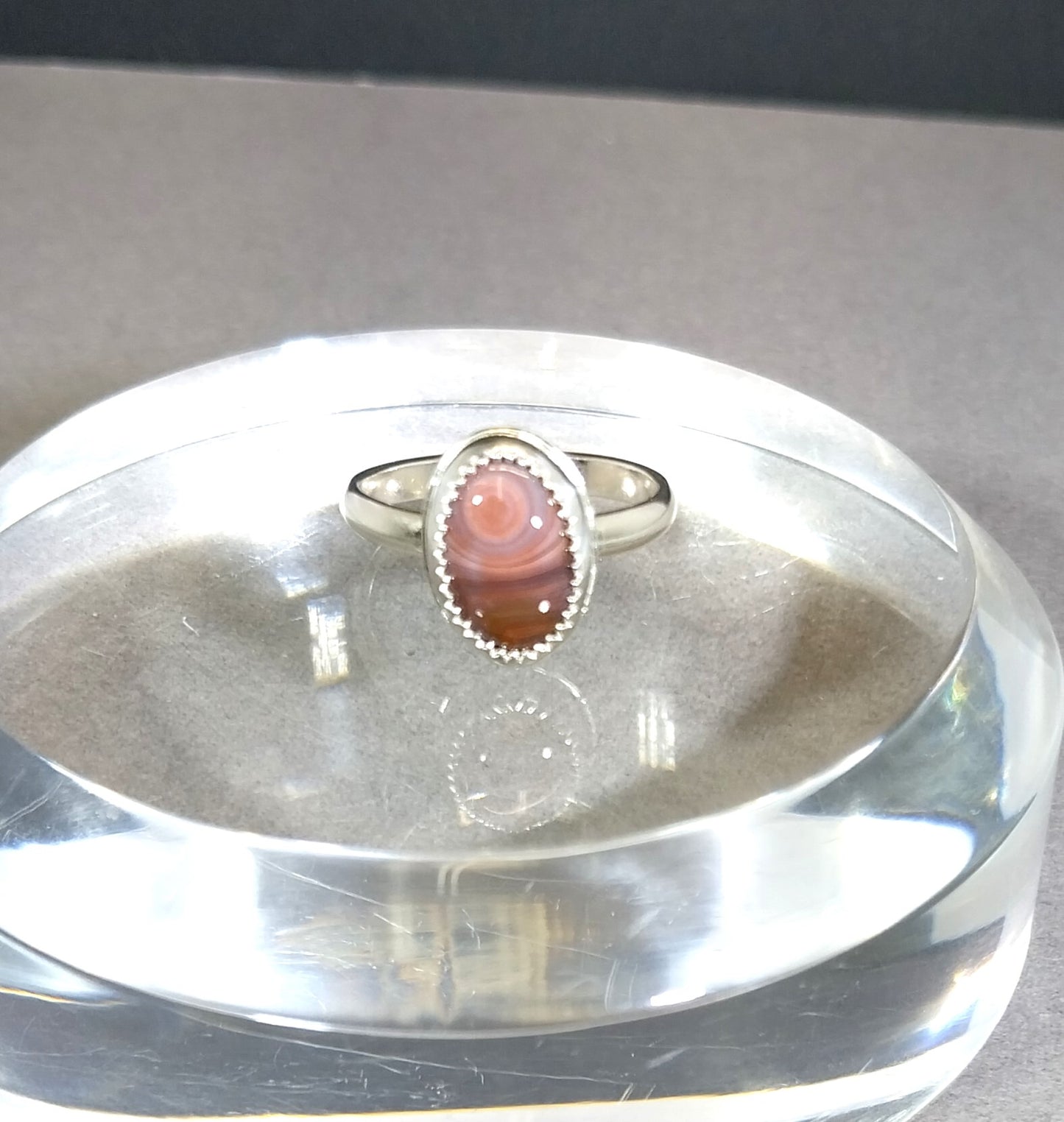 Lake Superior Agate Ring, Size 7, Solid Sterling, Eye Agate