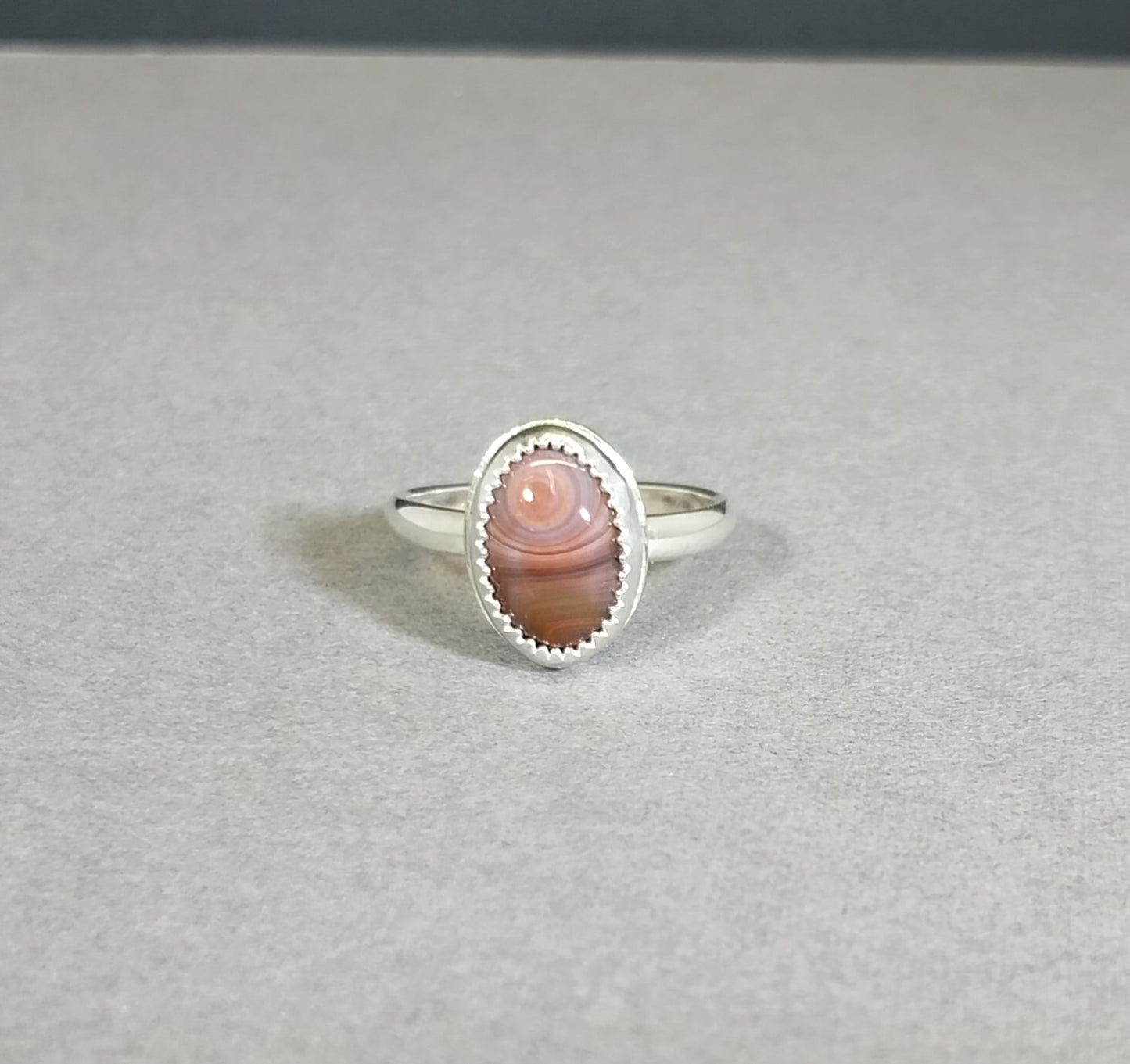 Lake Superior Agate Ring, Size 7, Solid Sterling, Eye Agate