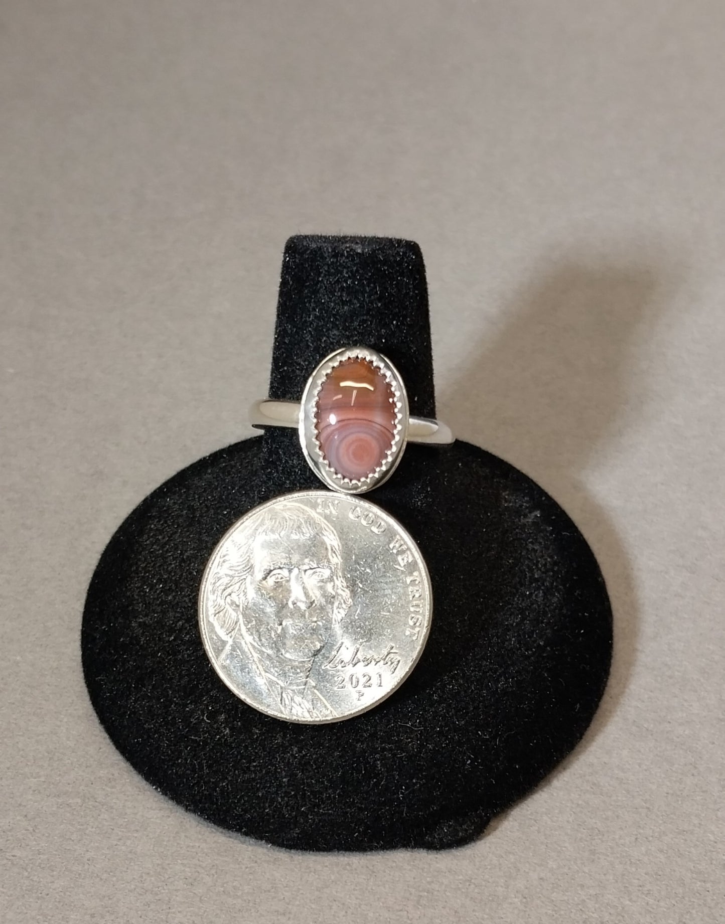 Lake Superior Agate Ring, Size 7, Solid Sterling, Eye Agate