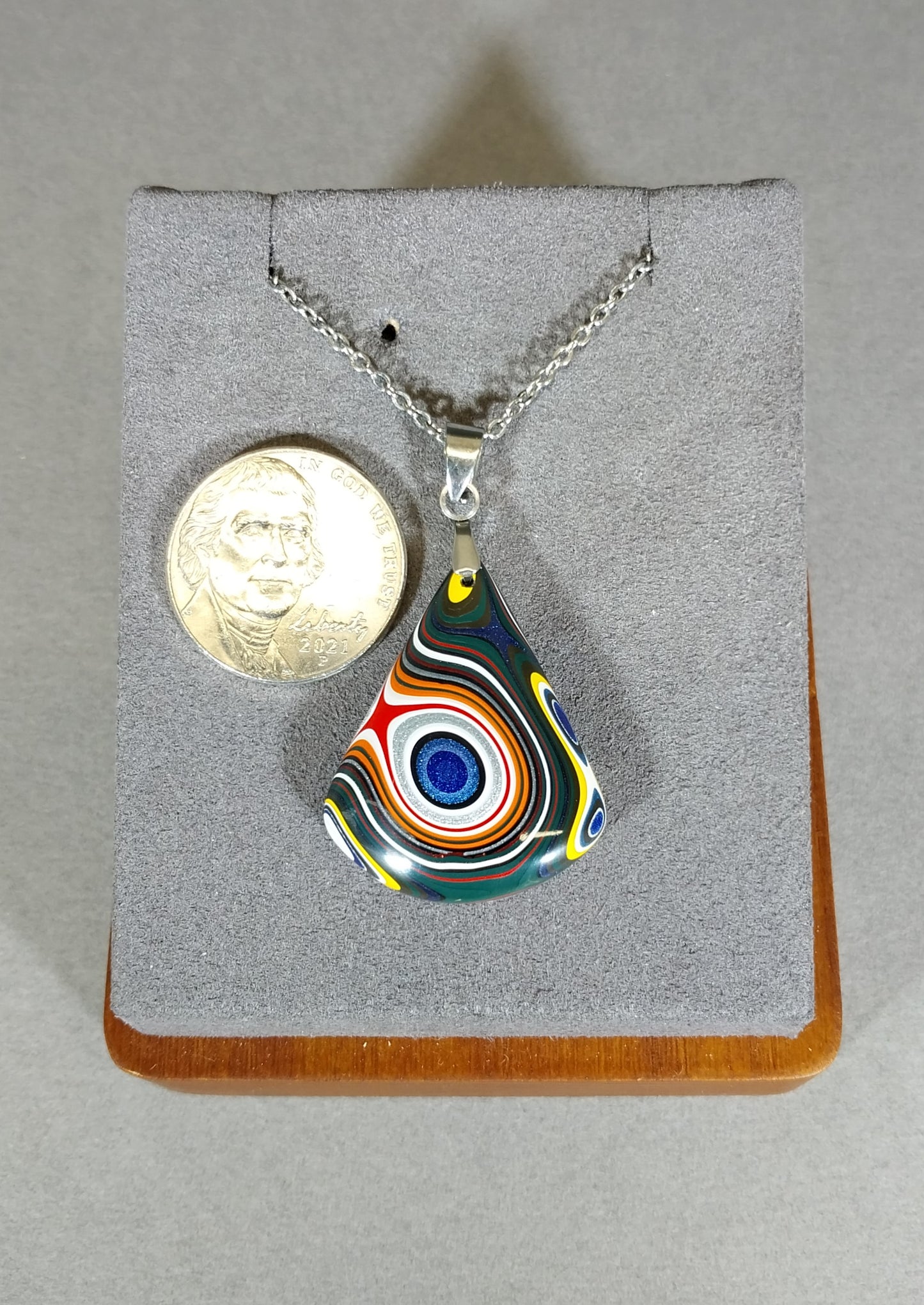 Fordite Necklace in Domed Fan Incredible Piece