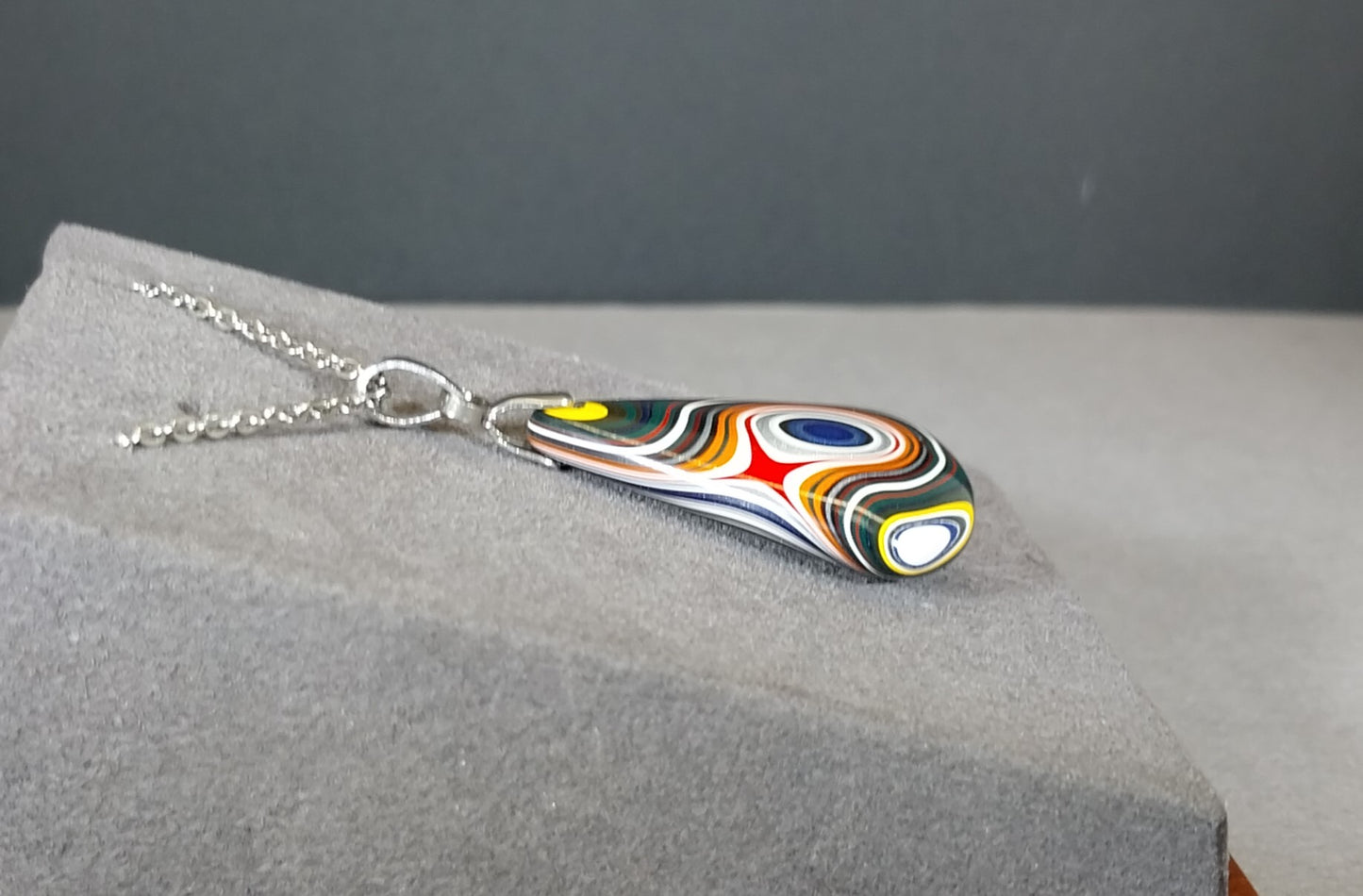 Fordite Necklace in Domed Fan Incredible Piece