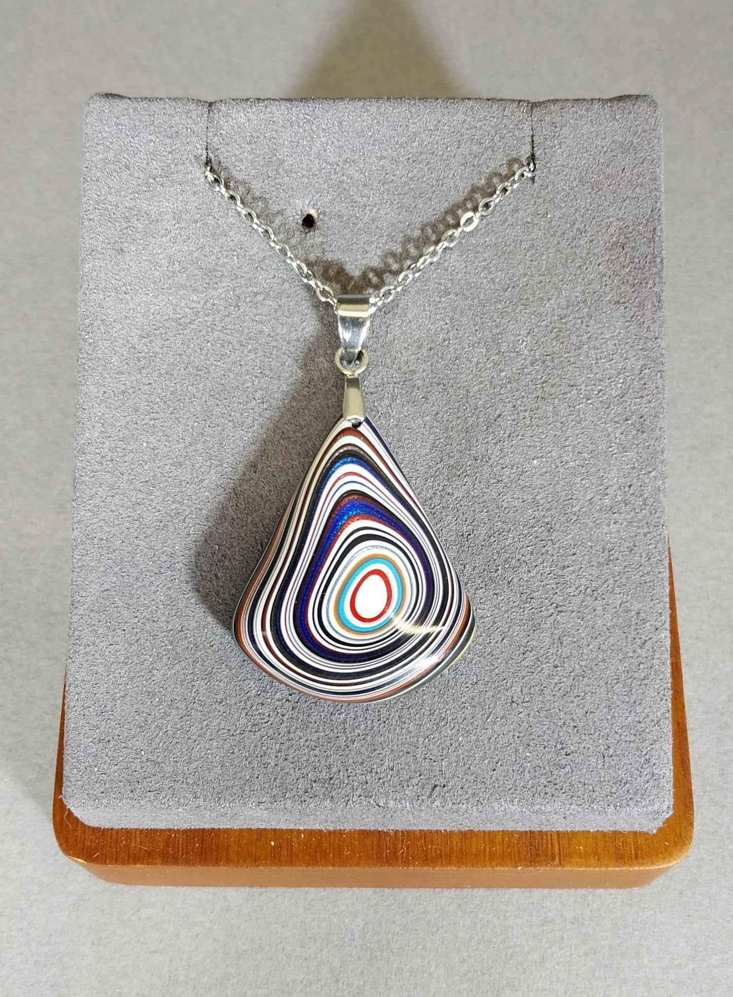 Fordite Necklace in Domed Fan Incredible Piece