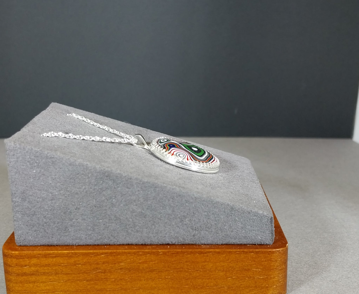 Incredible Patterns Fordite Necklace in Sterling Silver