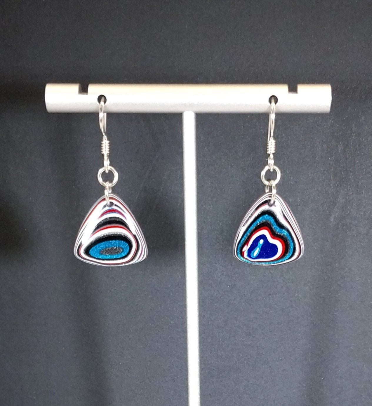 Fordite Earrings, Vibrant Fordite Stones, Sterling Silver