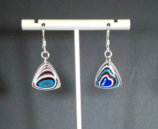 Fordite Earrings, Vibrant Fordite Stones, Sterling Silver