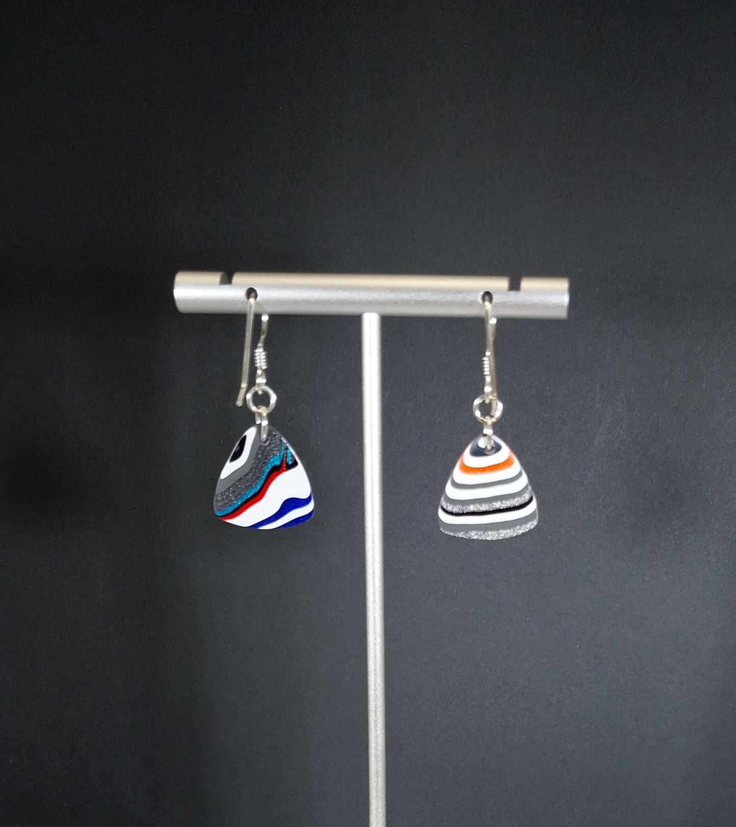 Fordite Earrings, Vibrant Fordite Stones, Sterling Silver