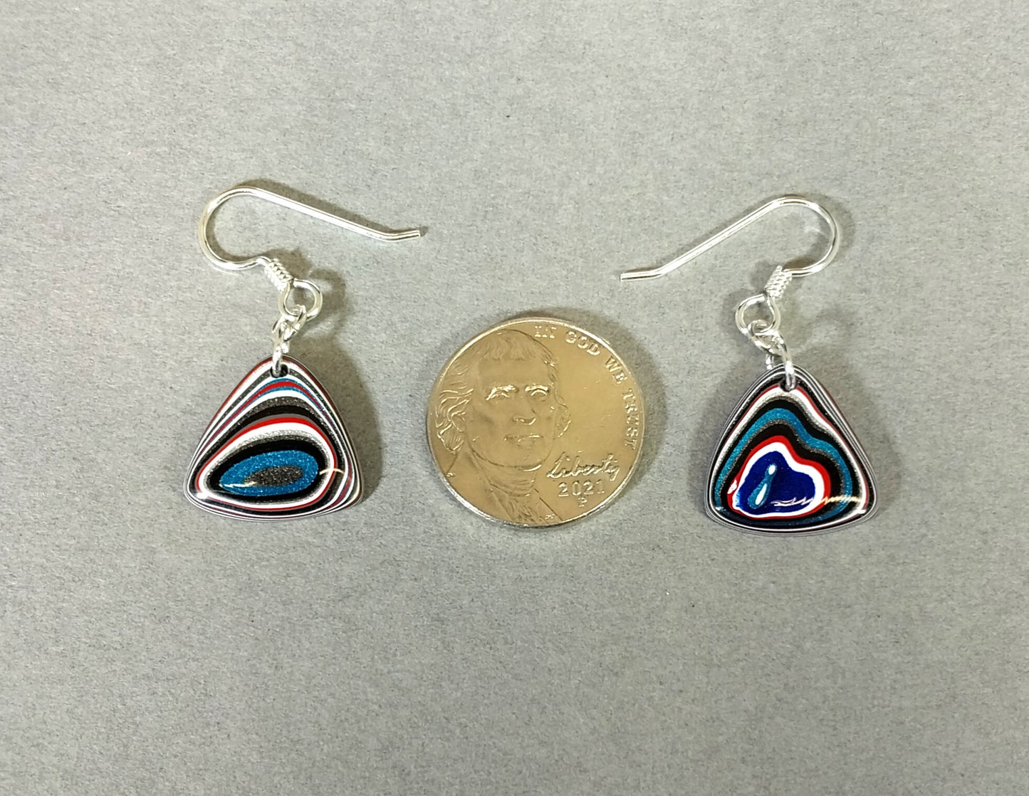 Fordite Earrings, Vibrant Fordite Stones, Sterling Silver