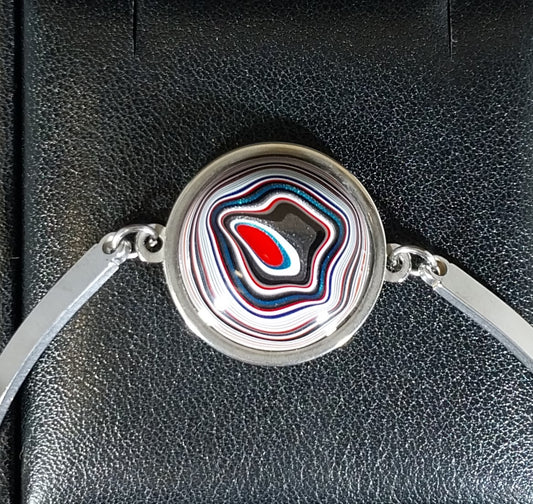 Fordite Bracelet, Colorful Hand Cut Fordite Stone