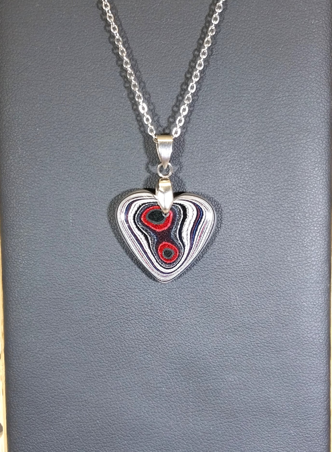 Fordite Necklace, Michigan Fordite Heart, Fordite Pendant