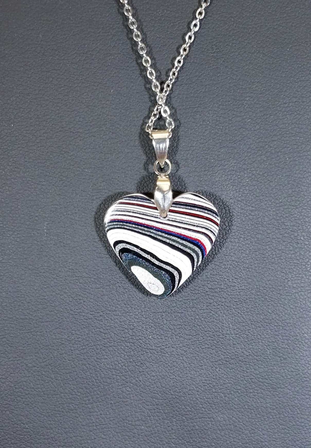 Fordite Necklace, Michigan Fordite Heart, Fordite Pendant