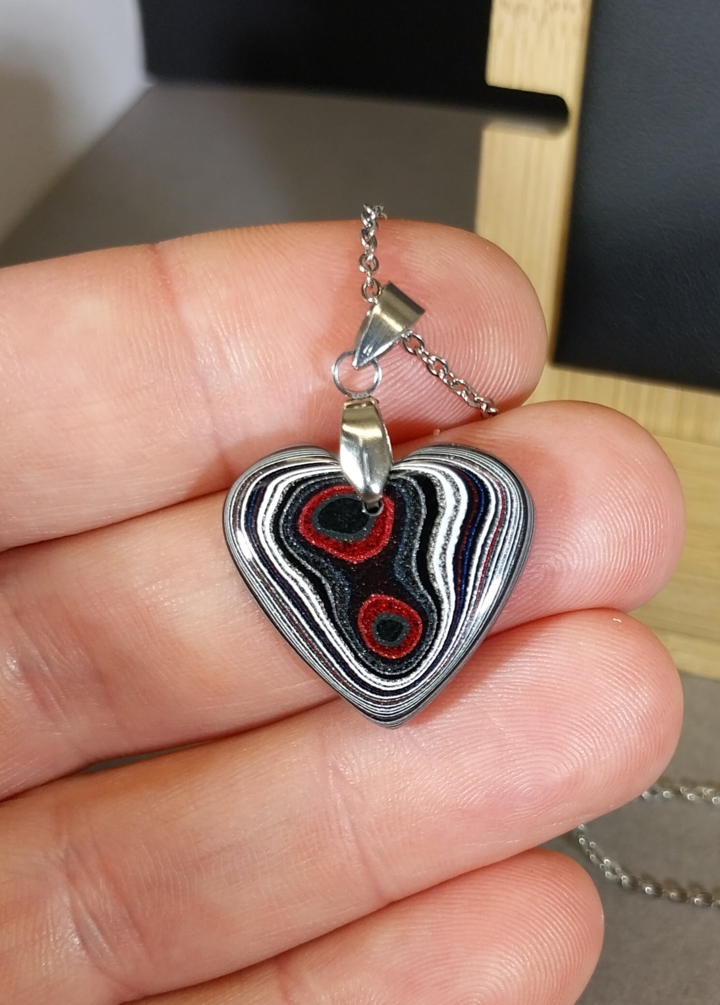 Fordite Necklace, Michigan Fordite Heart, Fordite Pendant